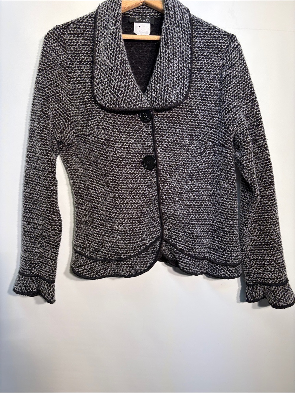Bali Black and Gray Knit Sweater Blazer